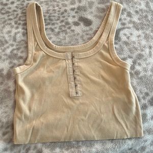 Cream cropped tank top aerie